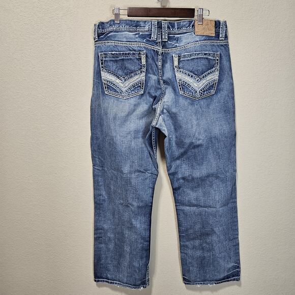 Stetson 1312 Modern Straight Leg Jean Mens 38x29 Blue Western Cowboy Embroidered - Picture 10 of 16